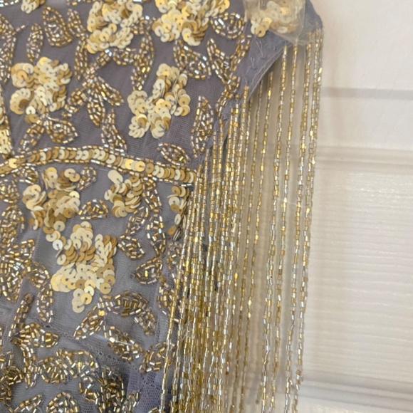 Mac Duggal HIGH NECK SLEEVELESS BEADED FRINGE FITTED GOWN Size 4 style 4908 - Picture 8 of 11